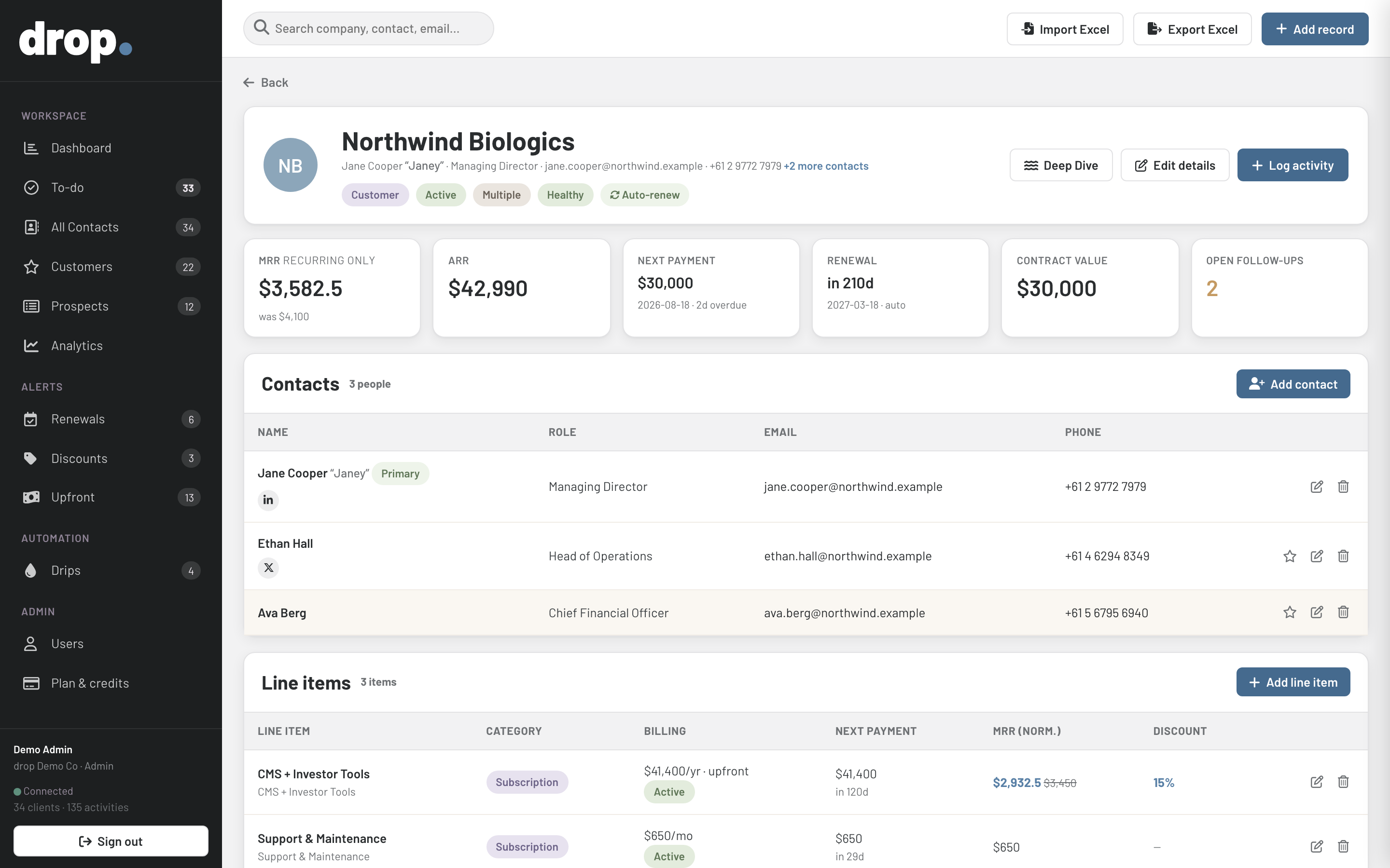 Research that fills the account in — drop demo