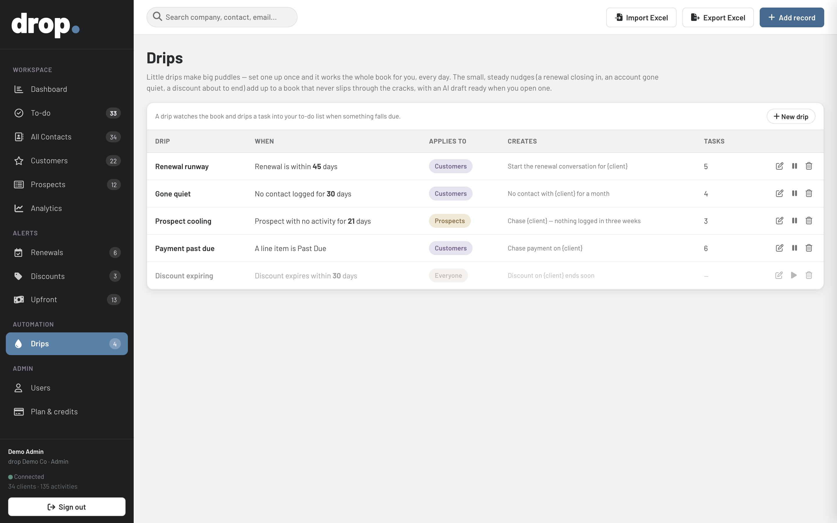 Automated renewals &amp; reminders — drop demo